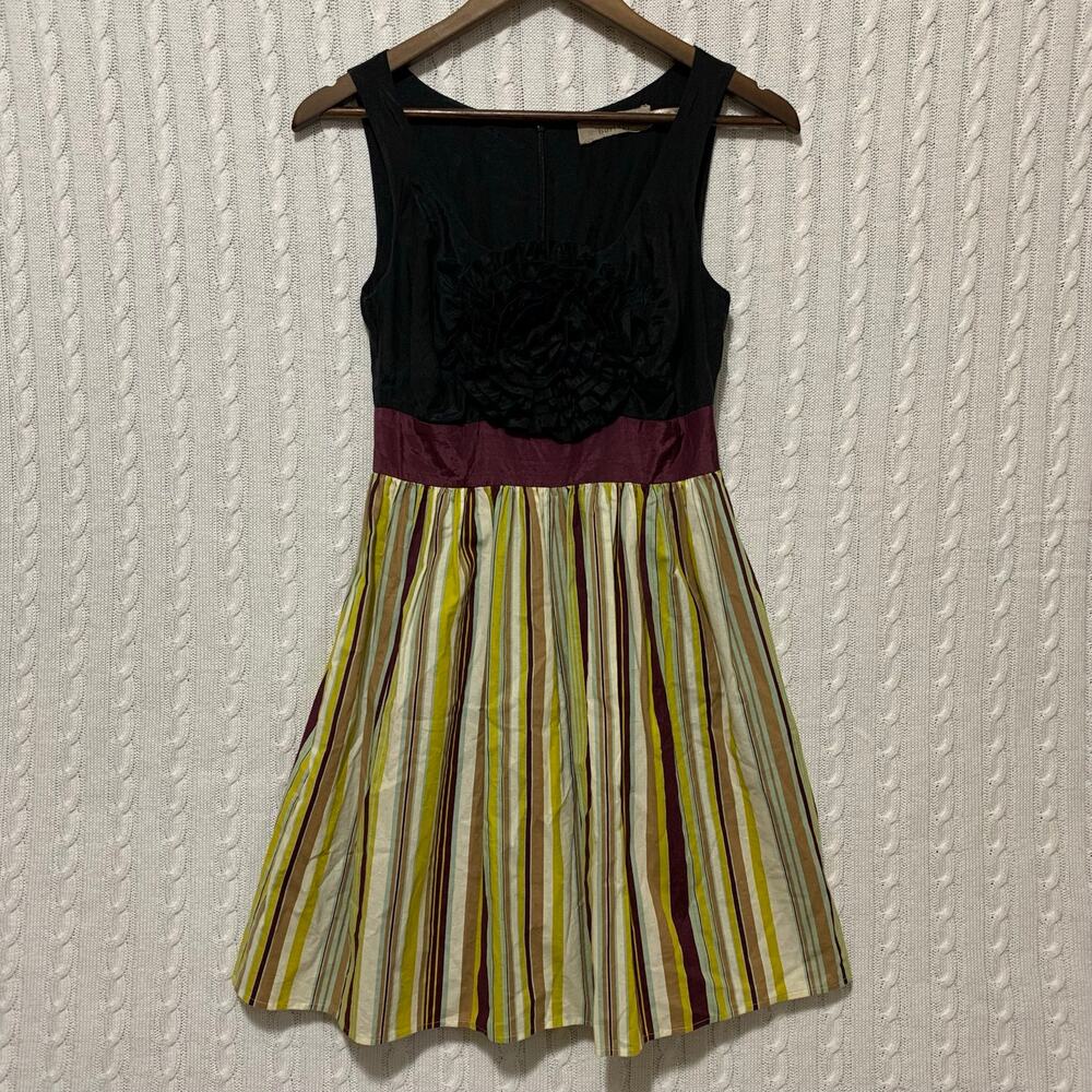Anthropologie Burlapp Brand Fit And Flare W/Pockets Striped Dress Women’s XS